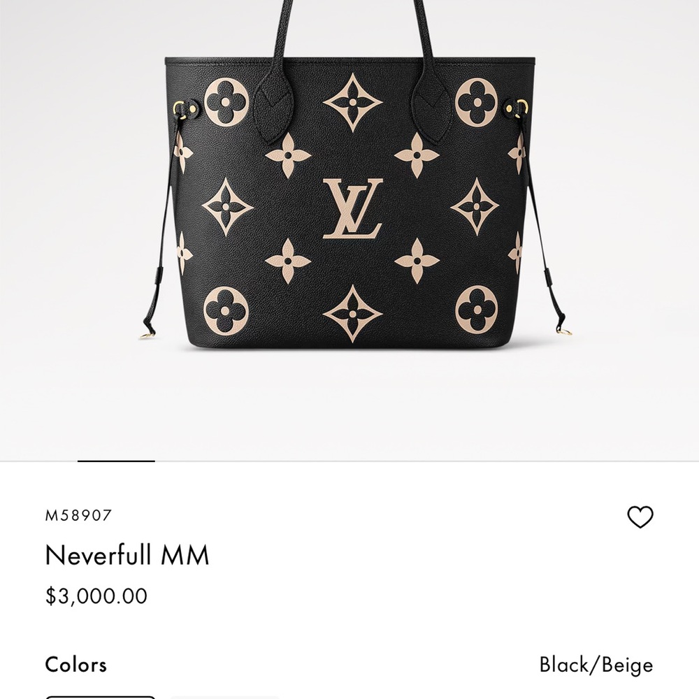 Louis Vuitton Neverfull MM Black and Beige Neverfull